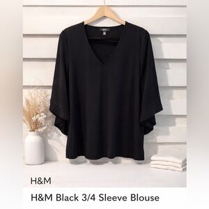 H&M Black 3/4 Sleeve Blouse